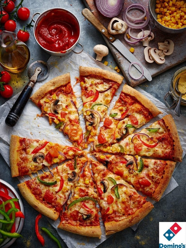 dominoes vegetarian pizza with ingredients