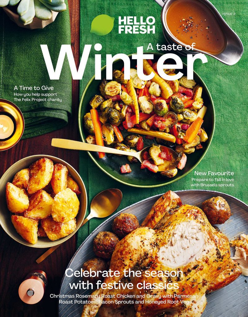 hello fresh magazine winter 2022 roast chicken brussel sprouts