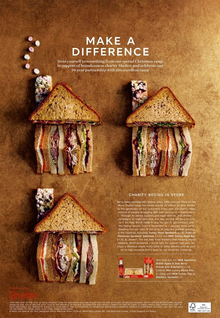 Sandwiches in the shape of houses for Marks and Spencer's Newspaper supporting Shelter charity