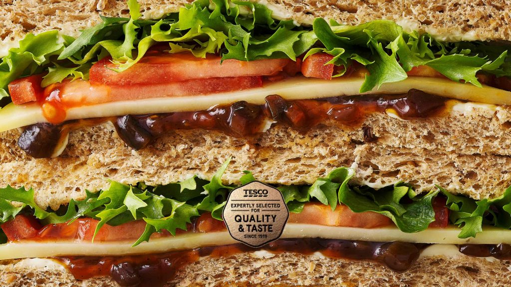 tesco brand cheddar ploughman's sandwich quality seal