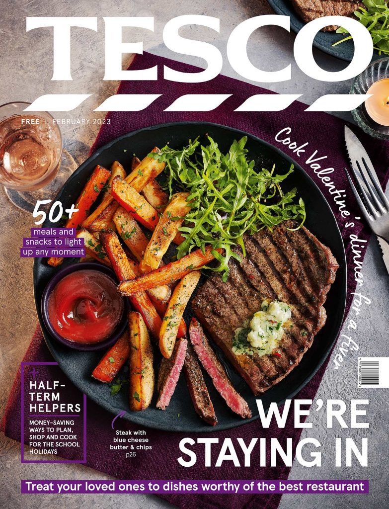 tesco magazine february 2023 cover steak chips