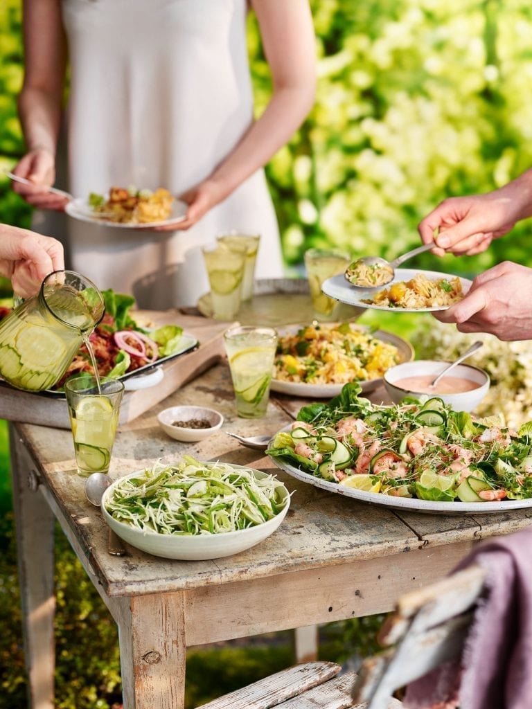 summer garden party salads with people tesco magazine