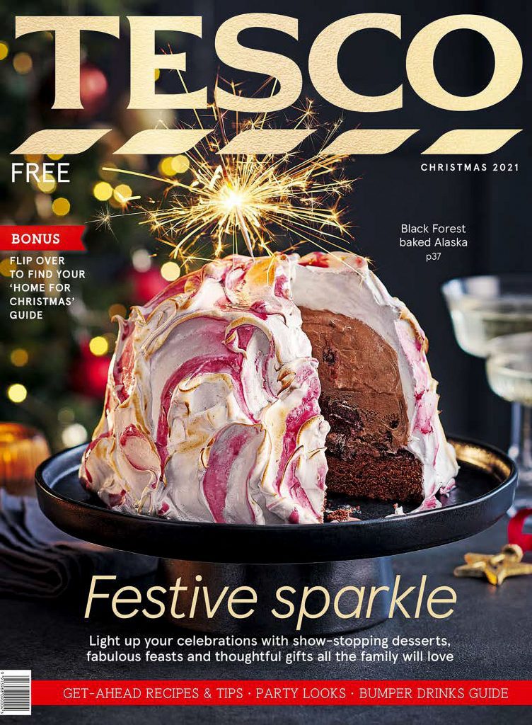 tesco magazine christmas 2021 cover baked Alaska