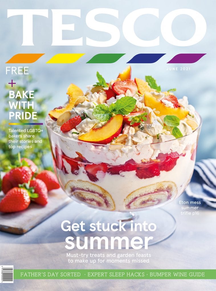Tesco Magazine Cover, June 2021, Pride, Trifle